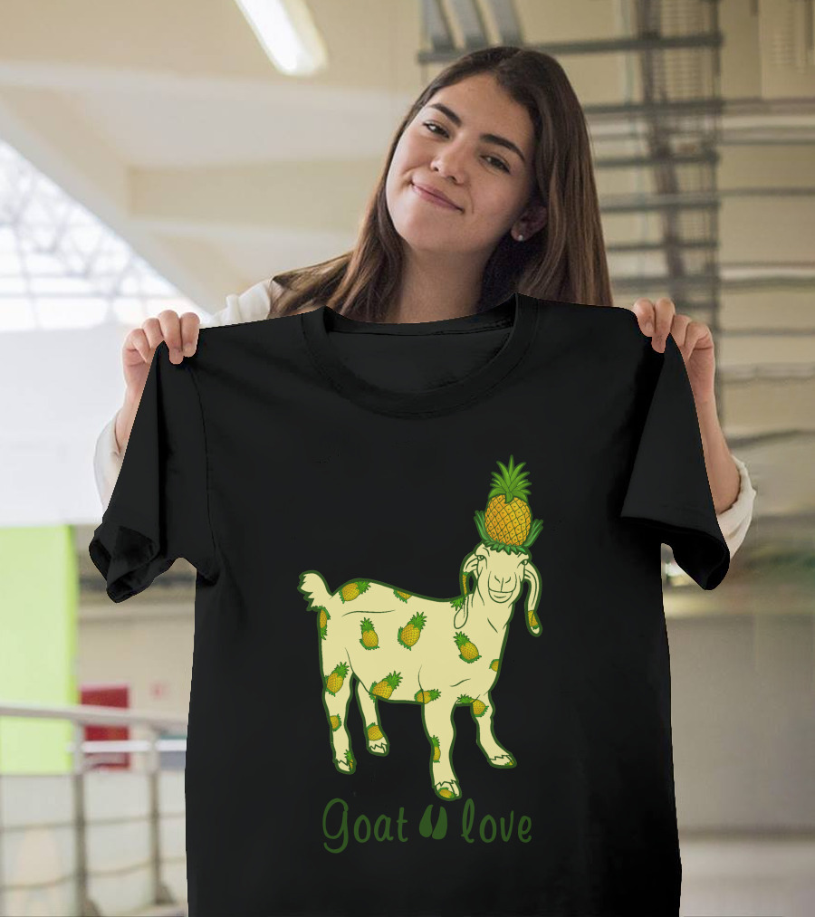 Goat Love Pineapple Motif with Pineapple-Covered Goat T-Shirt