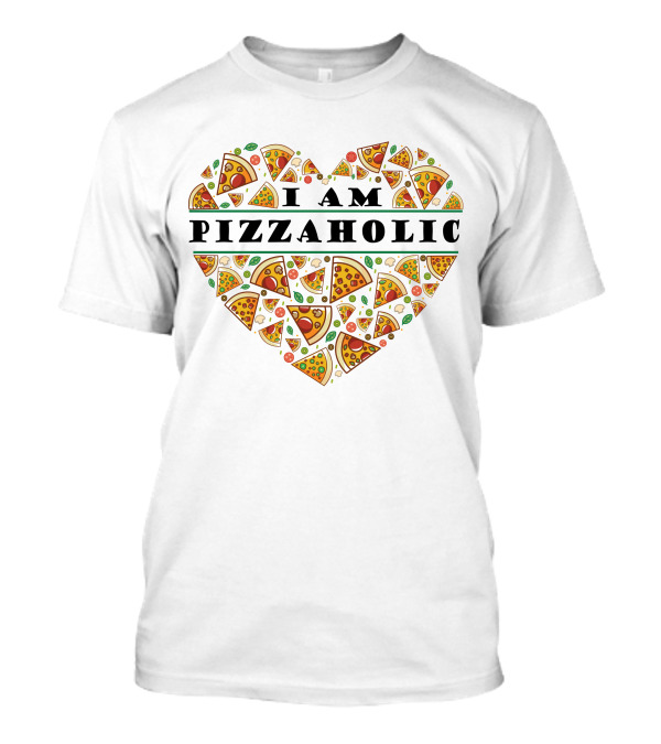 I Am Pizzaholic Heart-Shaped Pizza Slice T-Shirt