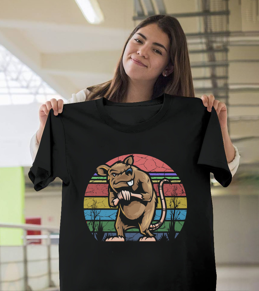Live Ugly Fake Your Death Rat Rainbow Stripes T-Shirt