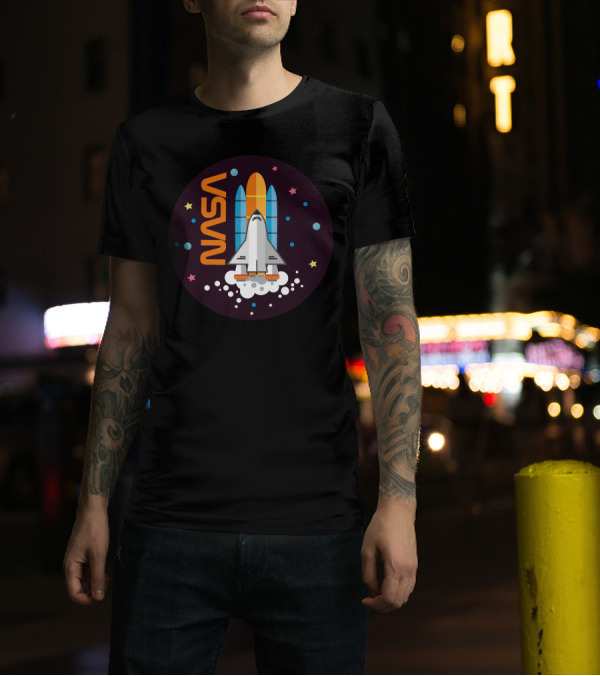 NASA Shuttle Launch With Rocket And Stars Elements T-Shirt
