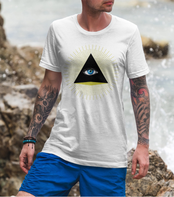 Ojo Pyramid Illuminati Eye Triangle With Radiating Lines T-Shirt