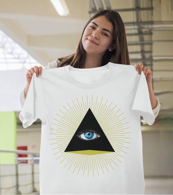Ojo Pyramid Illuminati Eye Triangle With Radiating Lines T-Shirt
