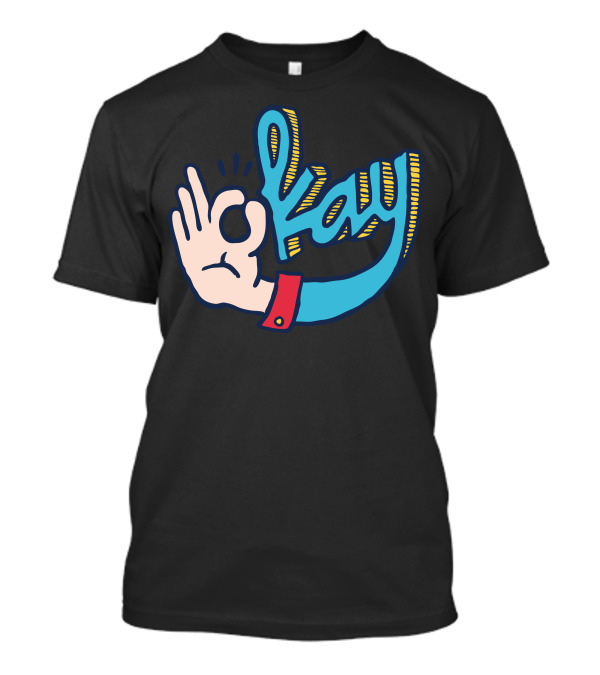 Okay Hand Gesture Blue Sleeve T-Shirt