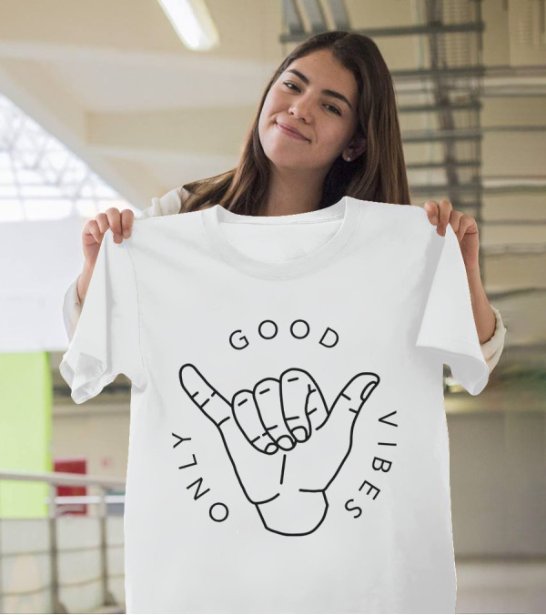Only Good Vibes Hand Gesture T-Shirt
