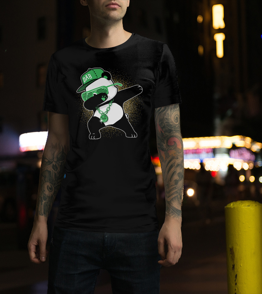 Panda Dab Green Glasses Hat Life T-Shirt