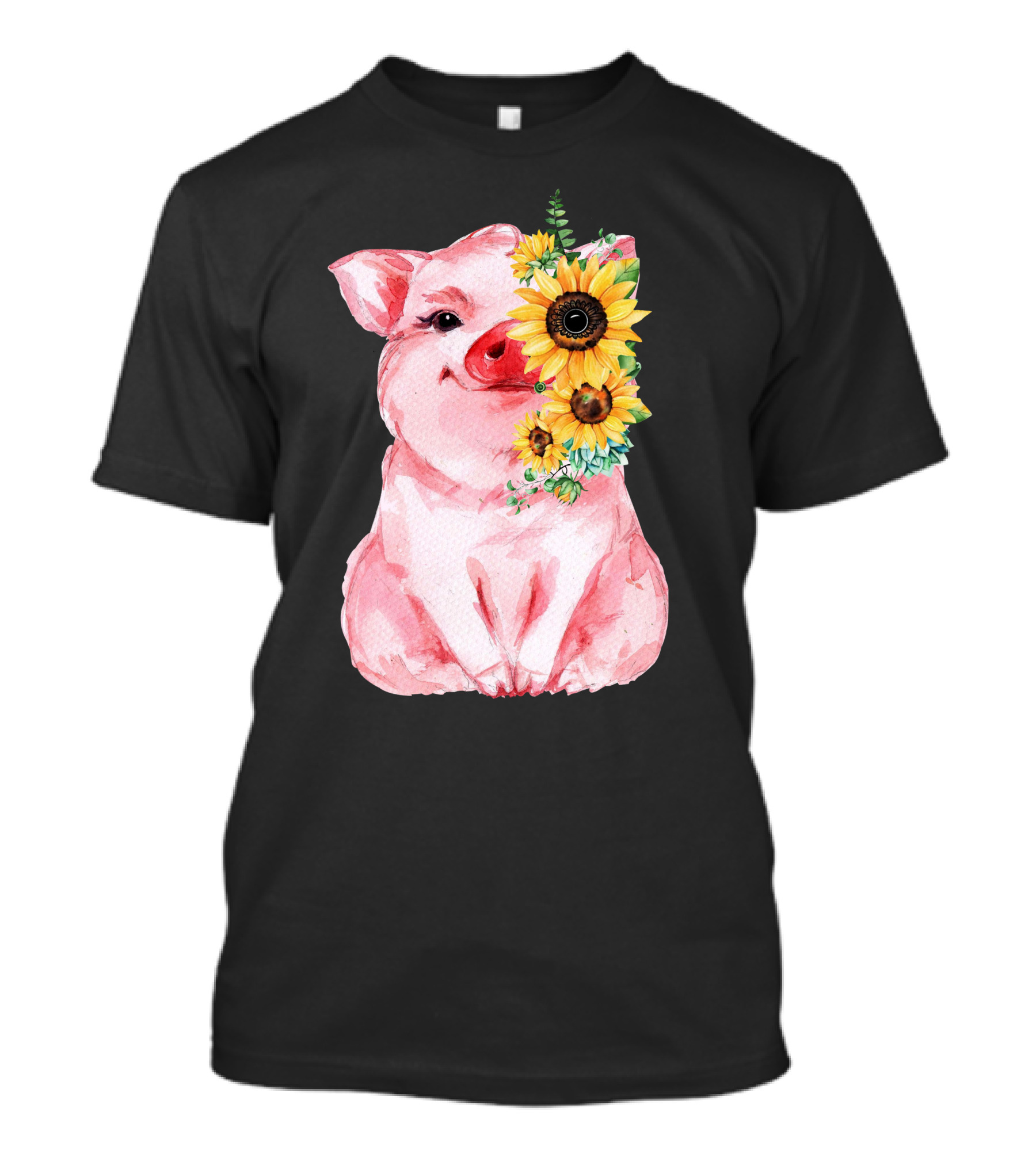 Cute Pig With Sunflower Farm Animal Love T-Shirt