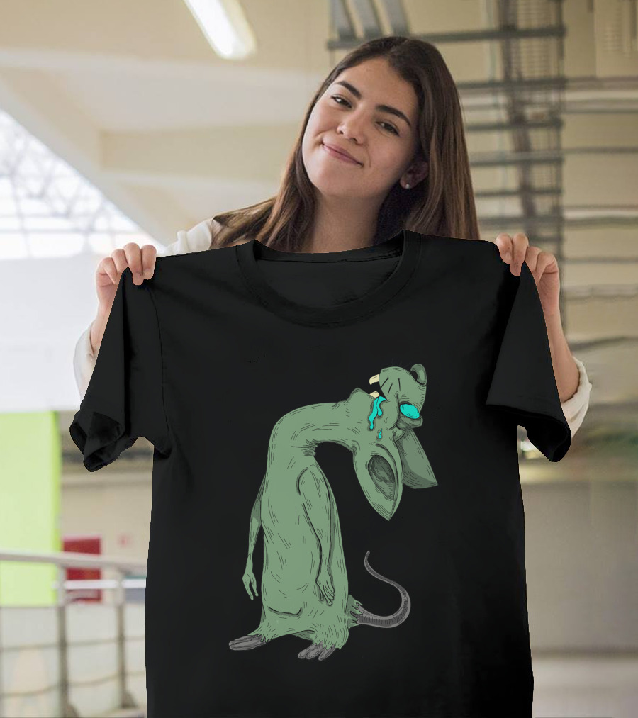Tired Crying Green Mouse Creature T-Shirt
