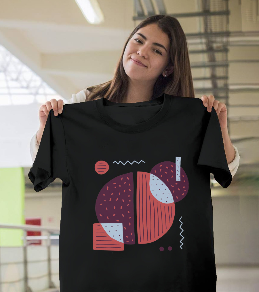Colorful Coffee Abstract Geometric Shapes T-Shirt