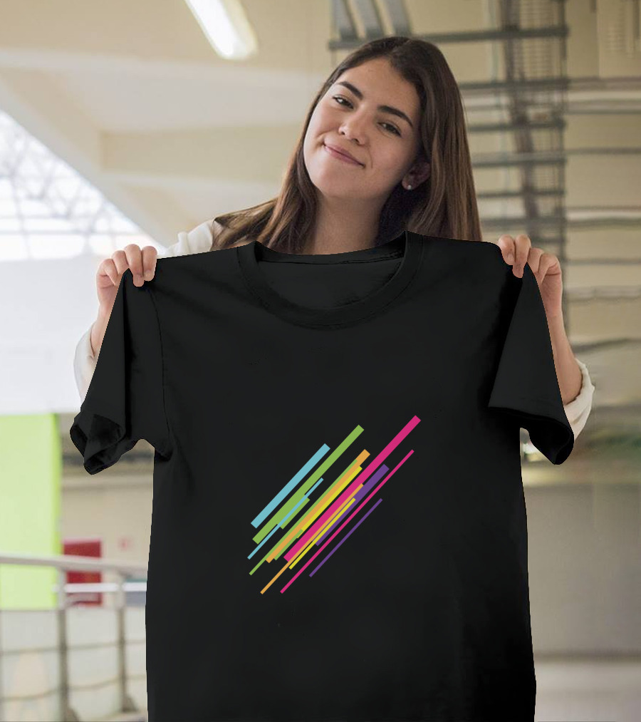 Colorful Neon Stripes Diagonal T-Shirt