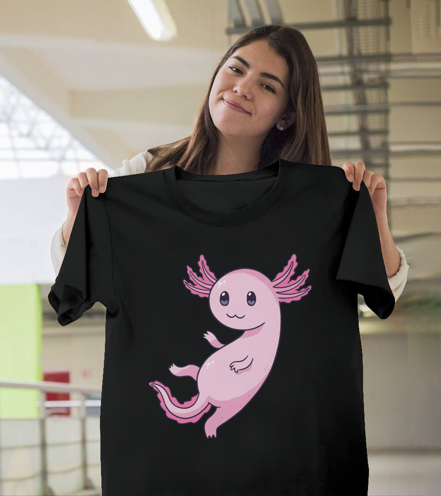 Cute Pink Axolotl Character T-Shirt