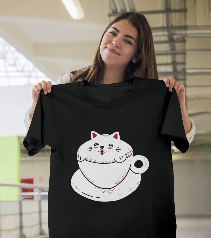 Cute Cat in Coffee Cup T-Shirt