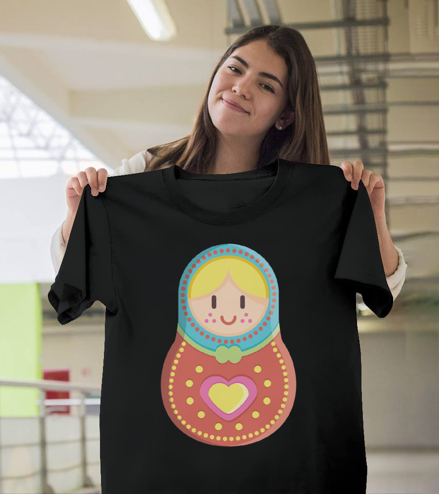 Cute Colorful Heart Matryoshka Russian Doll T-Shirt