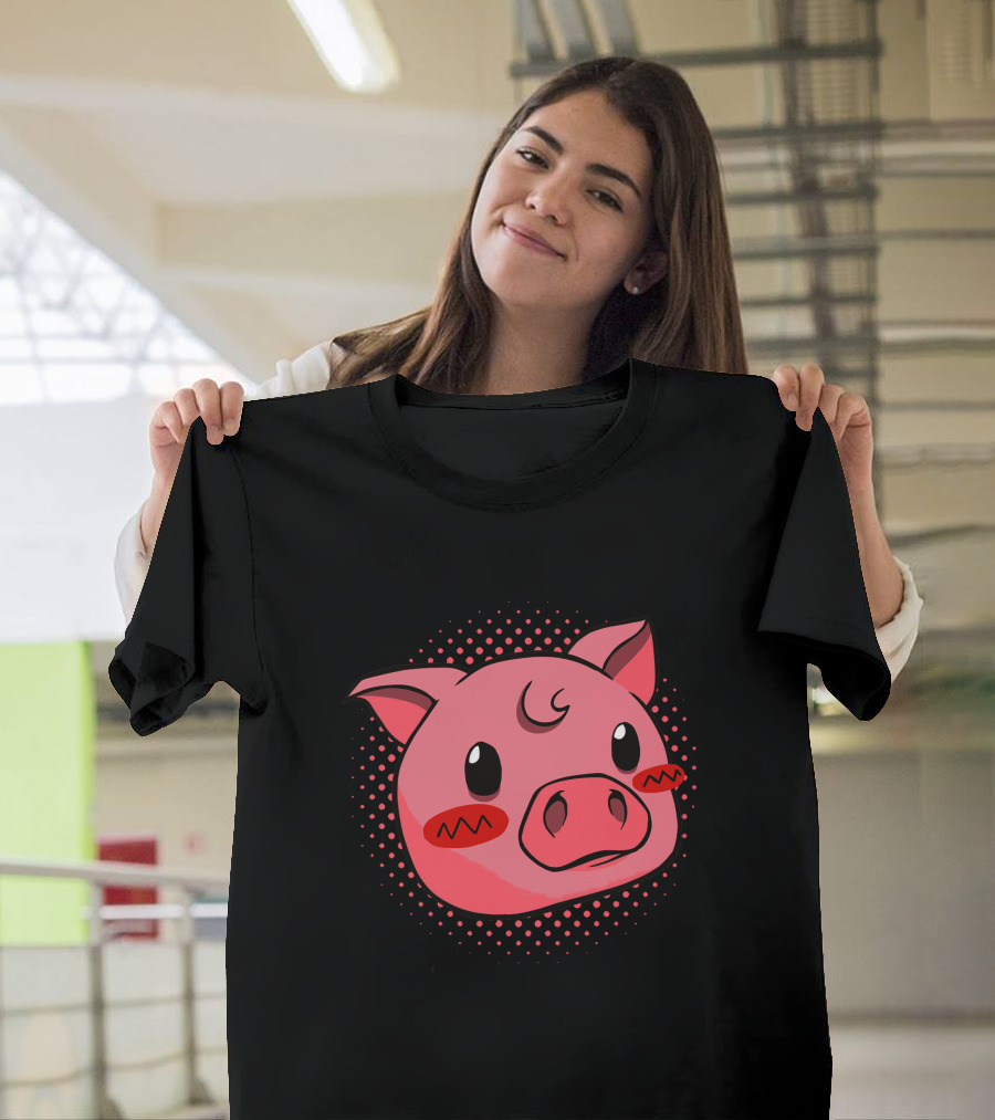 Kawaii Pink Pig Polka Dot T-Shirt