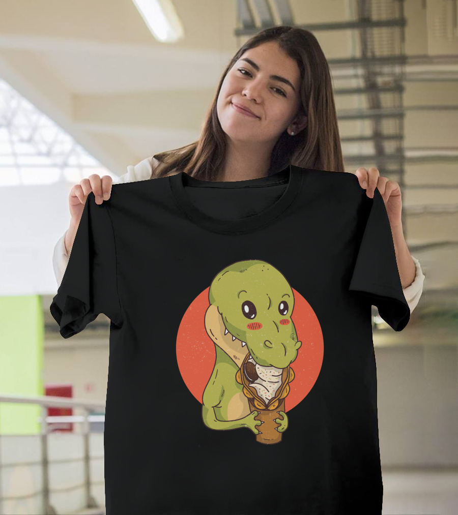 Dinosaur Snacking Ice Cream Cone Delight T-Shirt