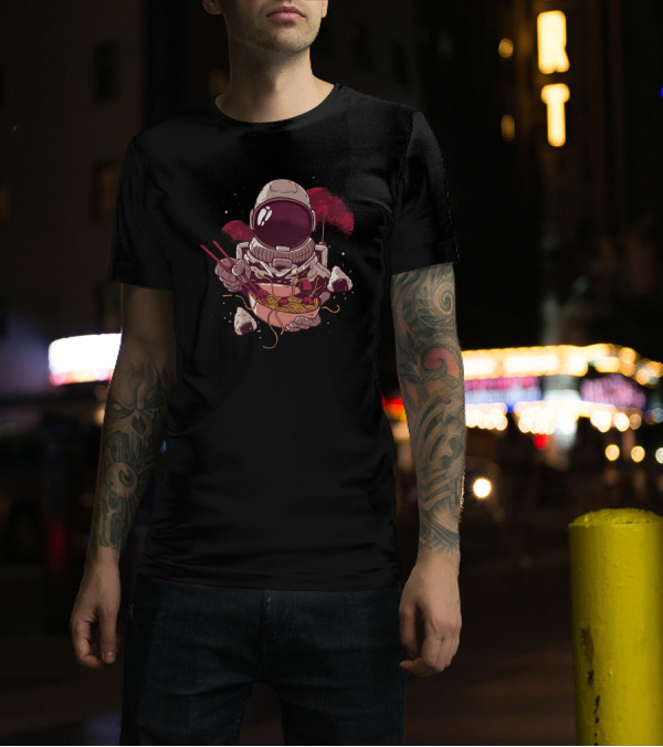 Ramen Astronaut Eating Noodles In Space With Chopsticks T-Shirt