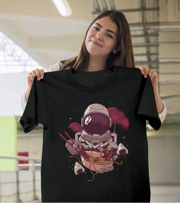 Ramen Astronaut Eating Noodles In Space With Chopsticks T-Shirt