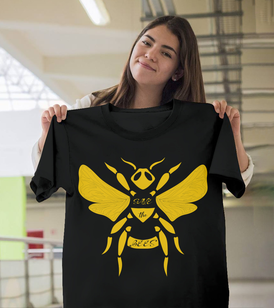 Save The Bees Simple Yellow Black Insect T-Shirt
