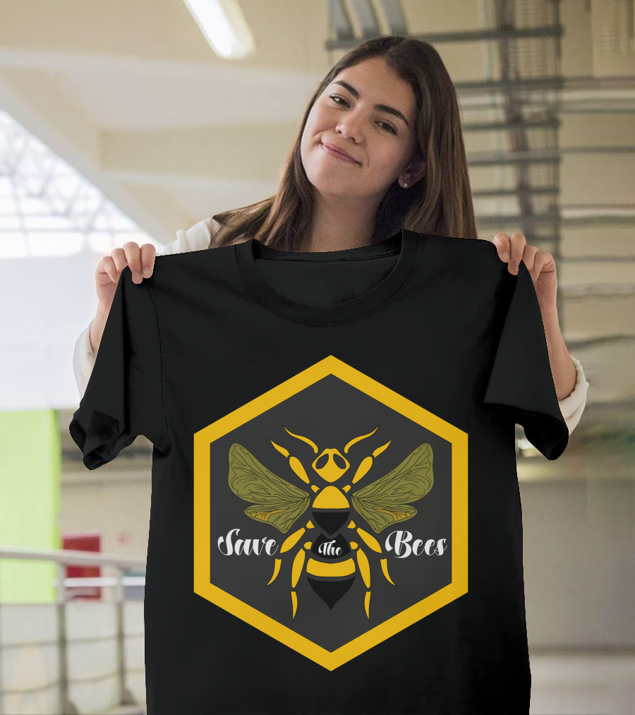 Save The Bees Hexagon Yellow Insect T-Shirt
