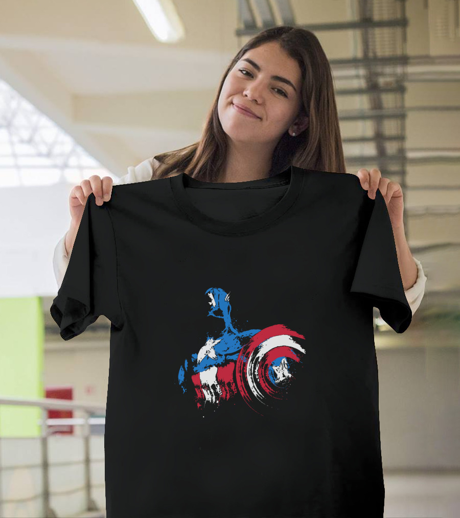 The Captain Is Coming Shield Graphic Marvel Hero T-Shirt