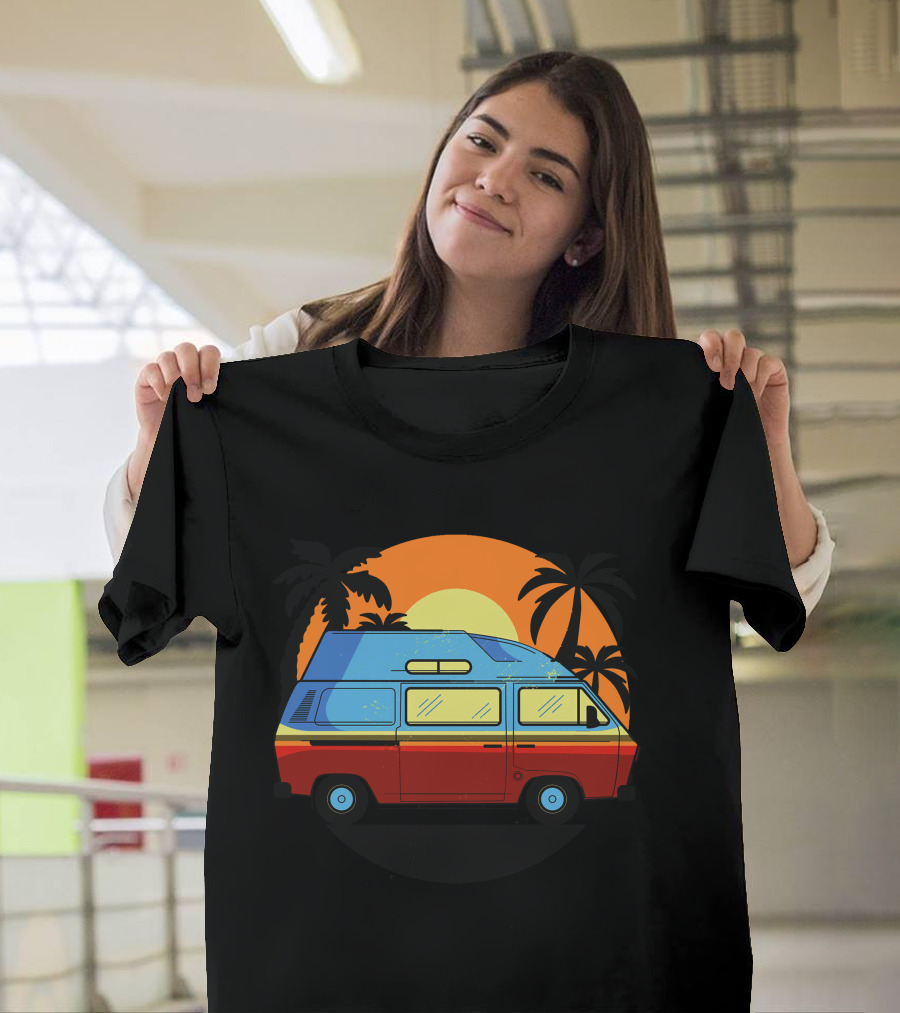 Camper Van Sunset Beach Palms T-Shirt