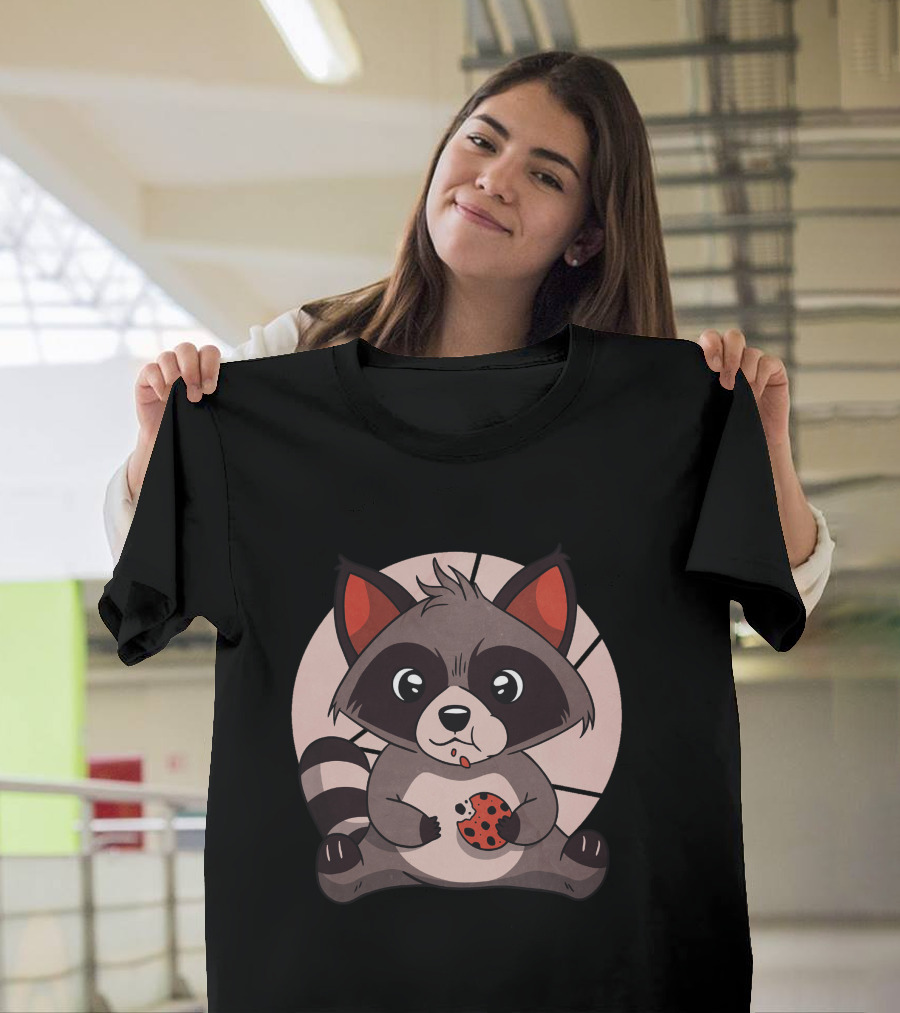 Cute Raccoon Cookie Eating Delightful Snack T-Shirt