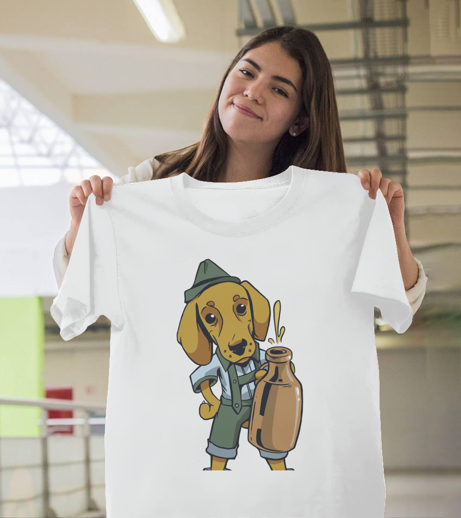 Dachshund in Bavarian Attire Holding Beer Stein T-Shirt