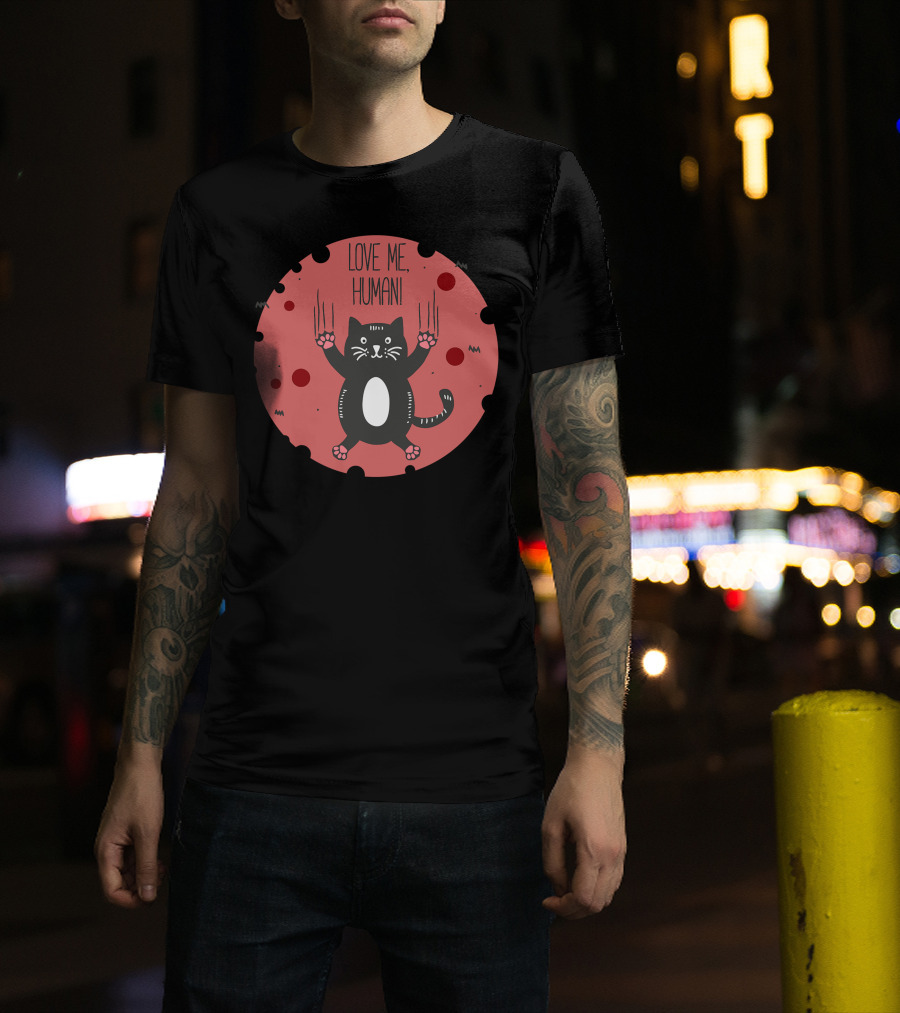 Love Me Human Cat Claws Red Circle T-Shirt