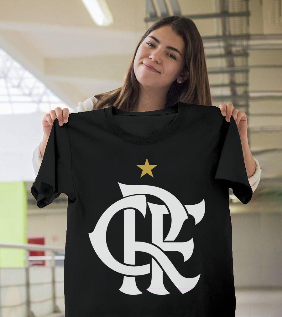 Clube De Regatas Do Flamengo Monogram with Gold Star Emblem T-Shirt