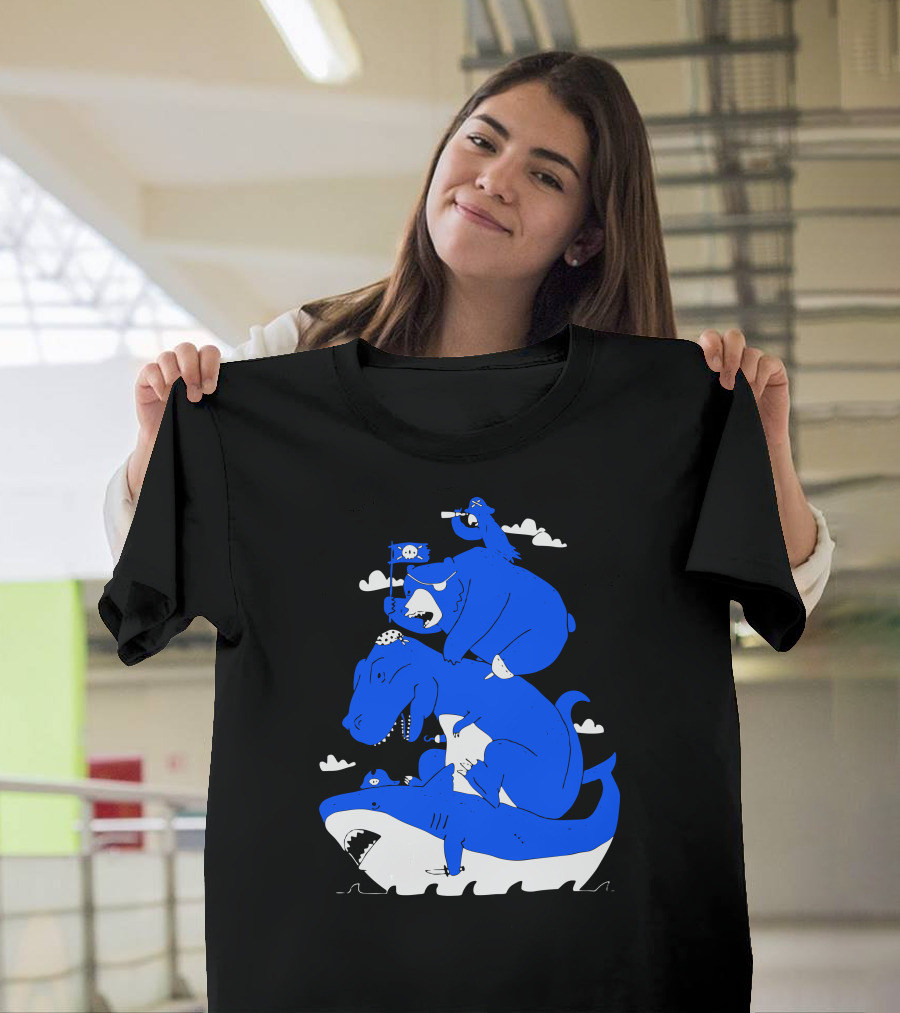 Blue Bear Dinosaur Shark Pirates Adventure T-Shirt