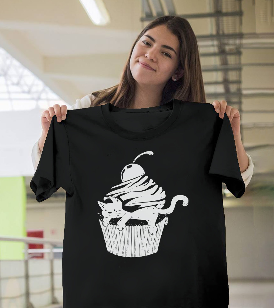 Cat on Cupcake with Cherry Topper T-Shirt