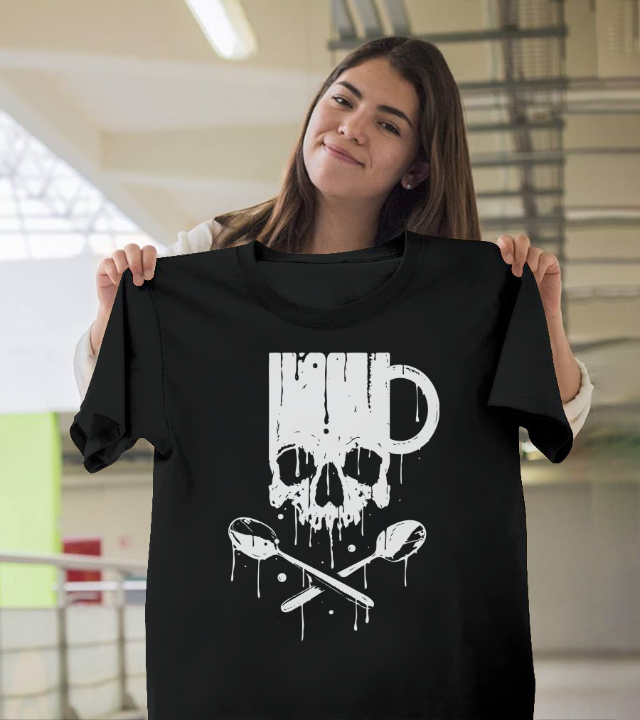 Coffee Pirates Skull Mug and Crossed Spoons T-Shirt