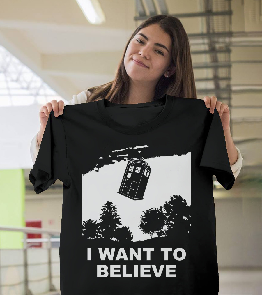 I Want To Believe Doctor Who TARDIS UFO T-Shirt