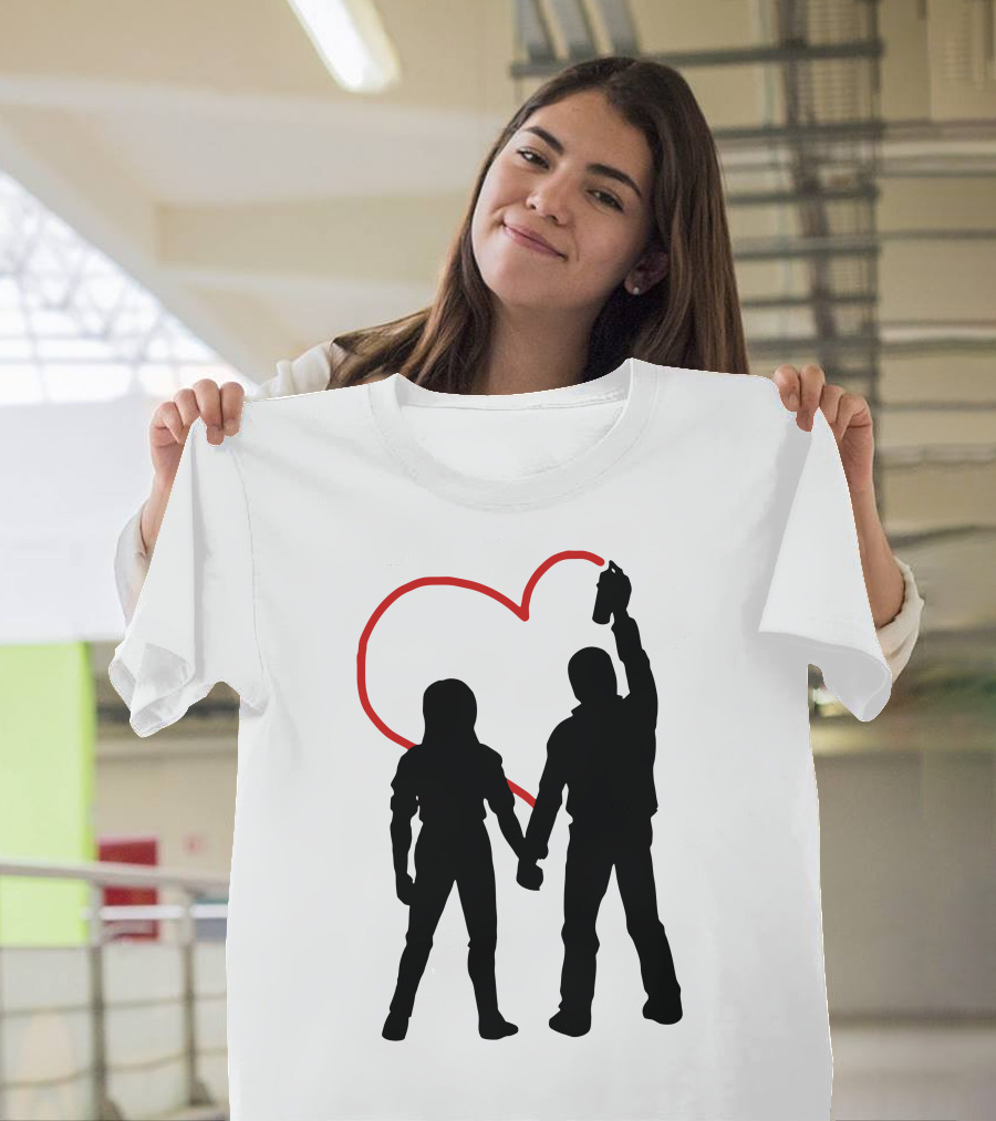 Love Vandal Silhouette Red Heart Graffiti T-Shirt