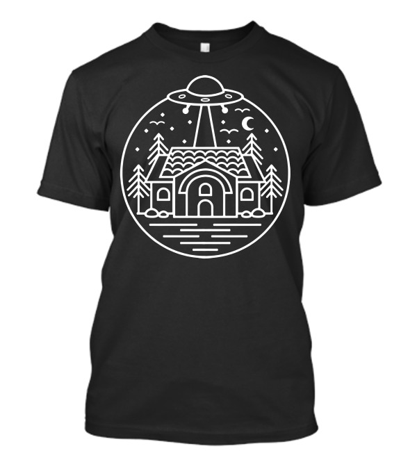 UFO And Cabin At Night - Aliens Exist T-Shirt