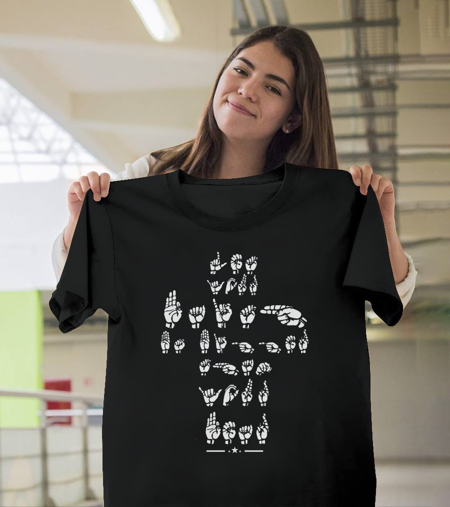 ASL Faith Bigger Than Fear Sign Language Cross T-Shirt