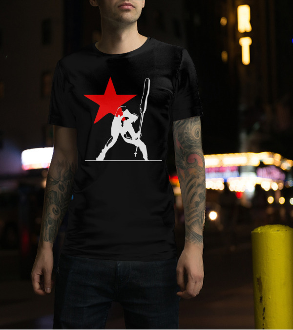 Punk Rock Star Red Rebel Silhouette Stance T-Shirt