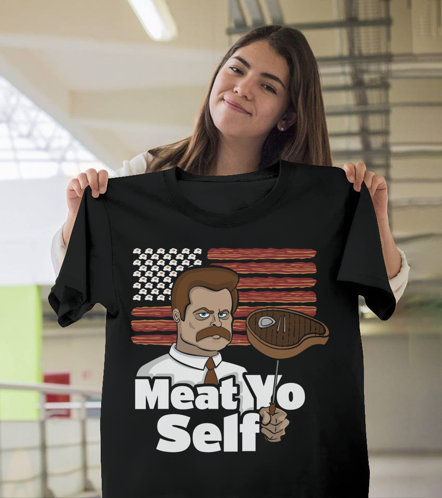 Meat Yo Self Grilled Steak USA Flag 백넘버 1 Solidarity T-Shirt