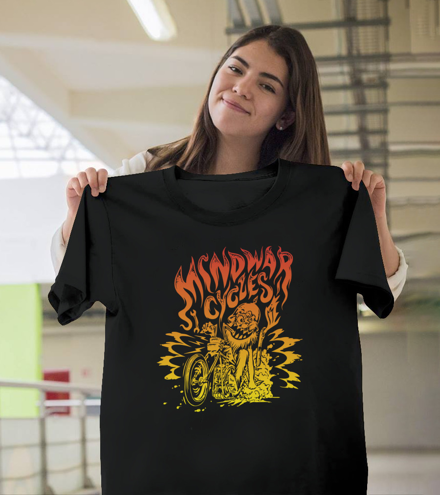 Mindwar Cycles Rider on Flaming Motorcycle T-Shirt