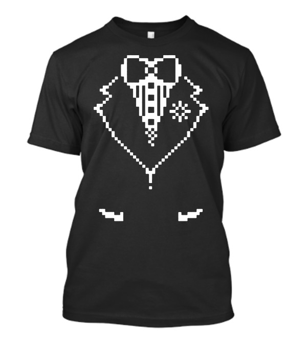 Pixelated Tuxedo Bowtie And Lapel T-Shirt