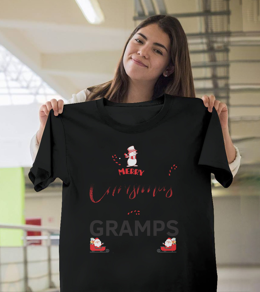 Merry Christmas to Gramps of Great Awesome Snowman and Santa Claus T-Shirt