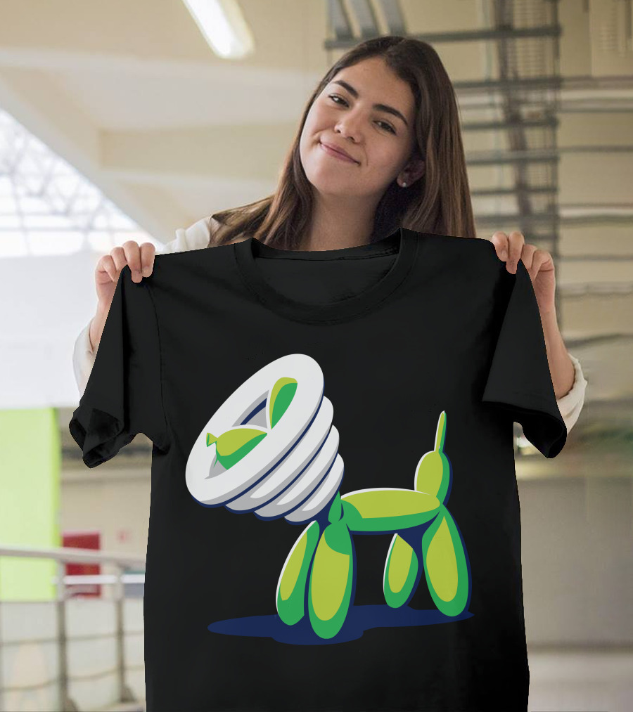 Balloon Dog with Green Cone of Shame Lamp Head T-Shirt