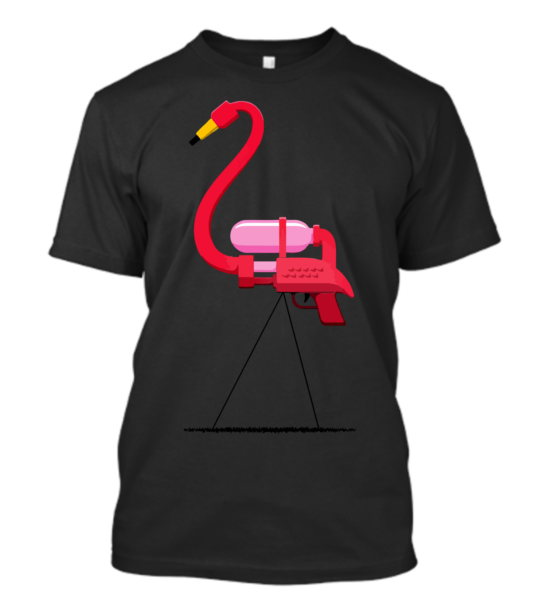 Sneak Attack Flamingo Water Gun Art Toy Weapon T-Shirt