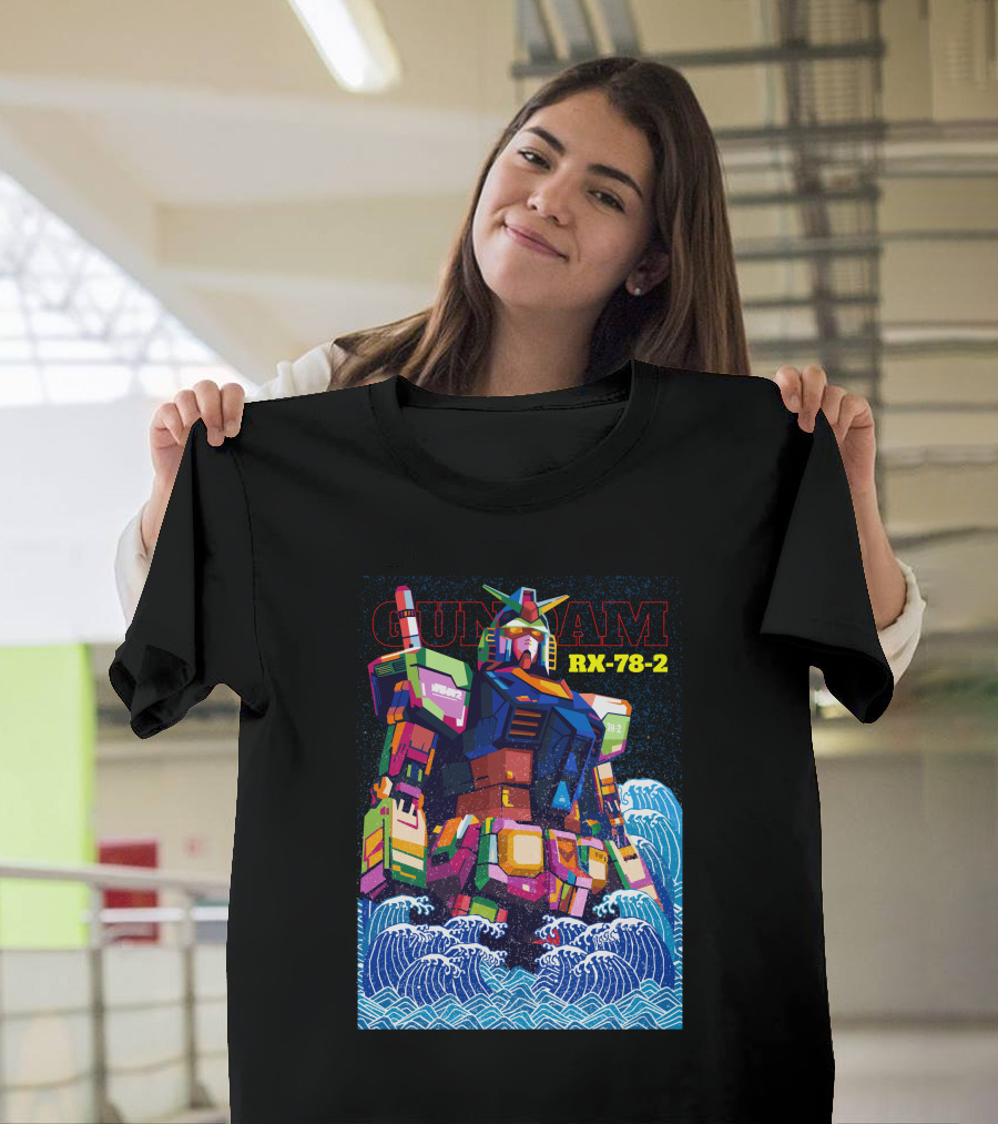 Gundam RX-78-2 Retro Wave and Ocean T-Shirt