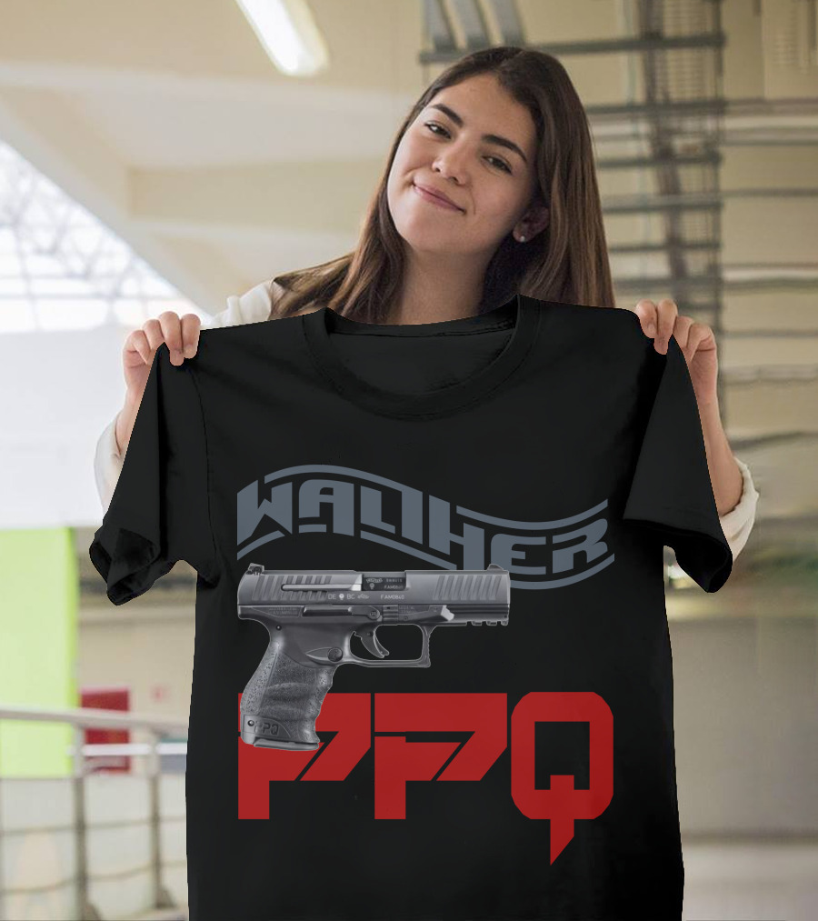 Walther PPQ Handgun Design with Bold Typography T-Shirt
