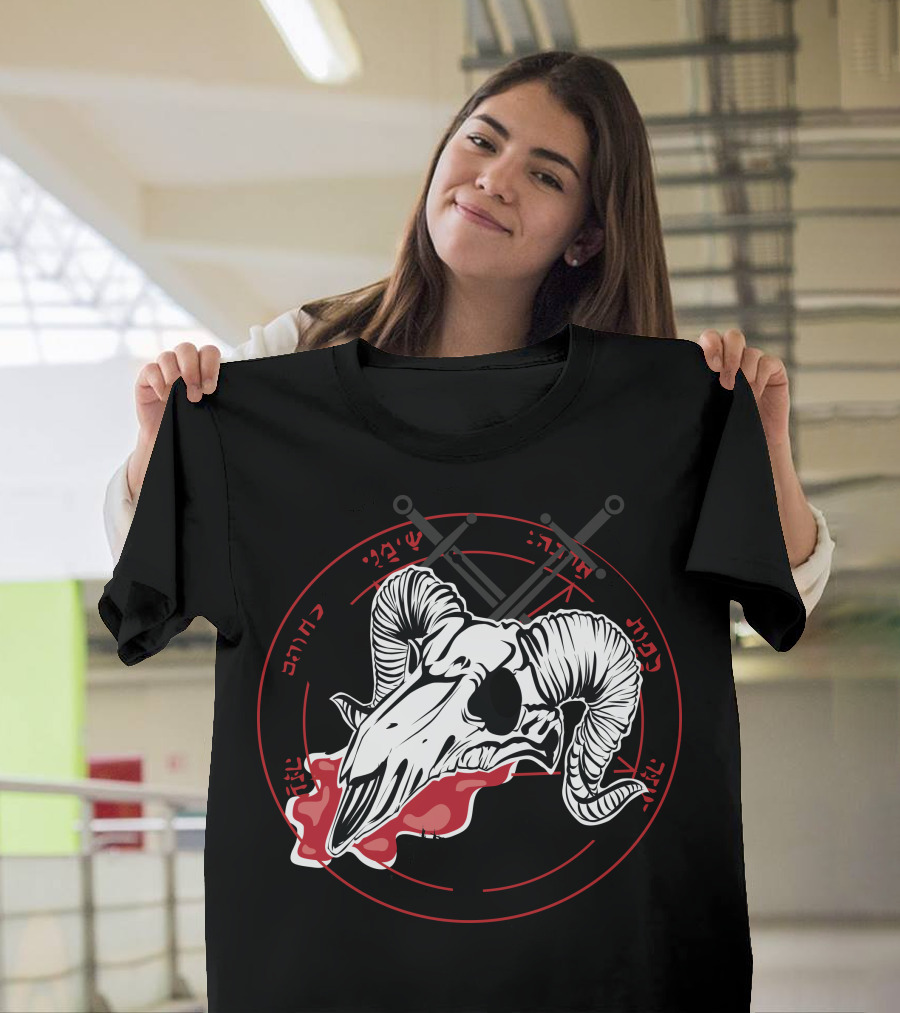 HELLPRINT BAPHOMET RAM SKULL RED BLOOD CIRCLE T-Shirt