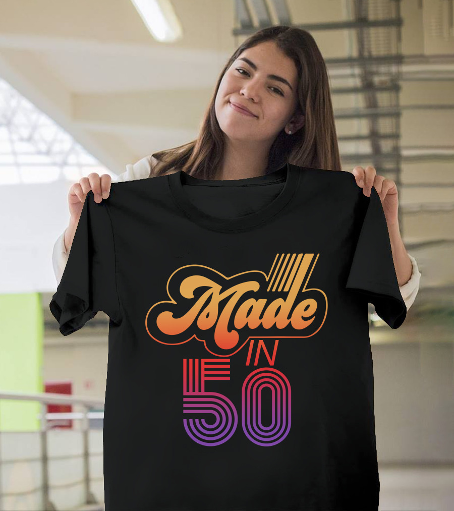 Made In 50 Retro Gradient Typography T-Shirt