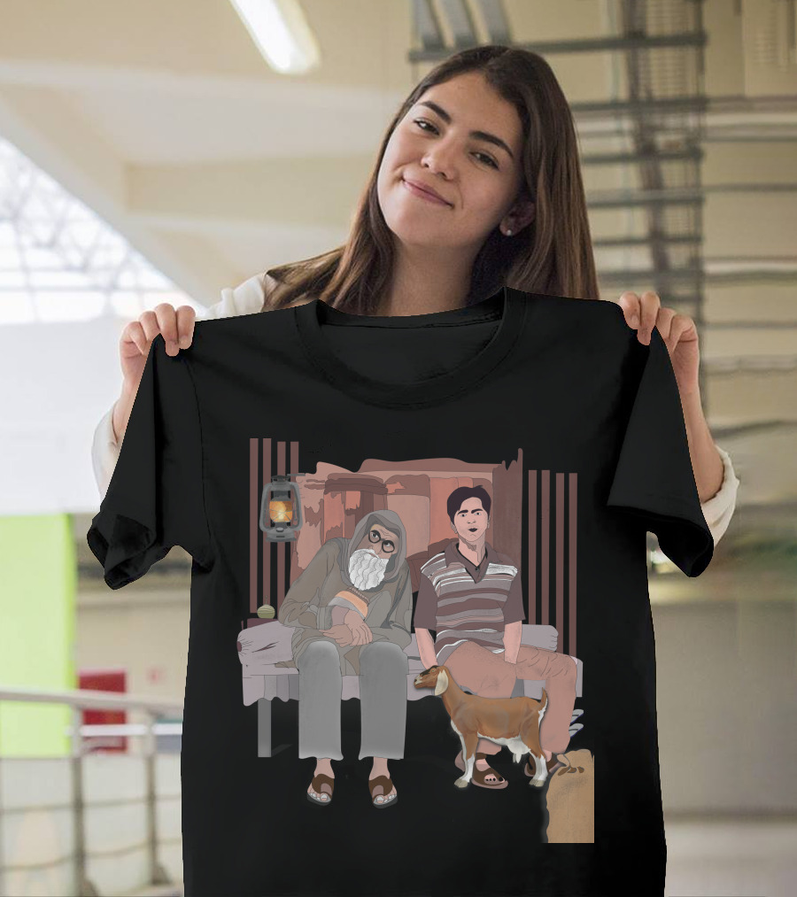 The Old Beardo Man Sitting with Companion and Goat T-Shirt