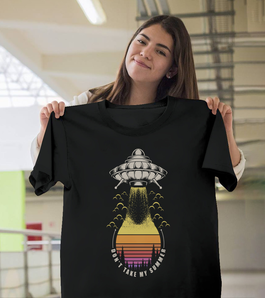 Don't Take My Summer UFO Sunset Retro Landscape T-Shirt