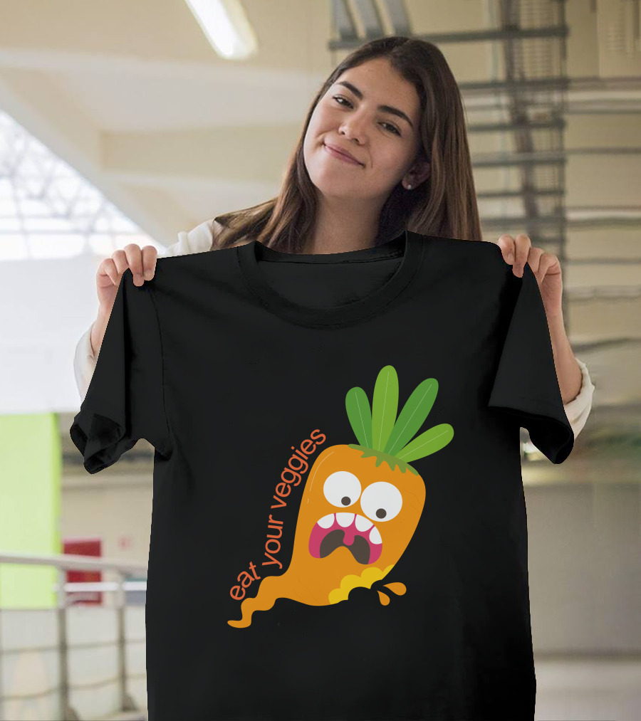 Eat Your Veggies Funny Animated Carrot Reaction T-Shirt