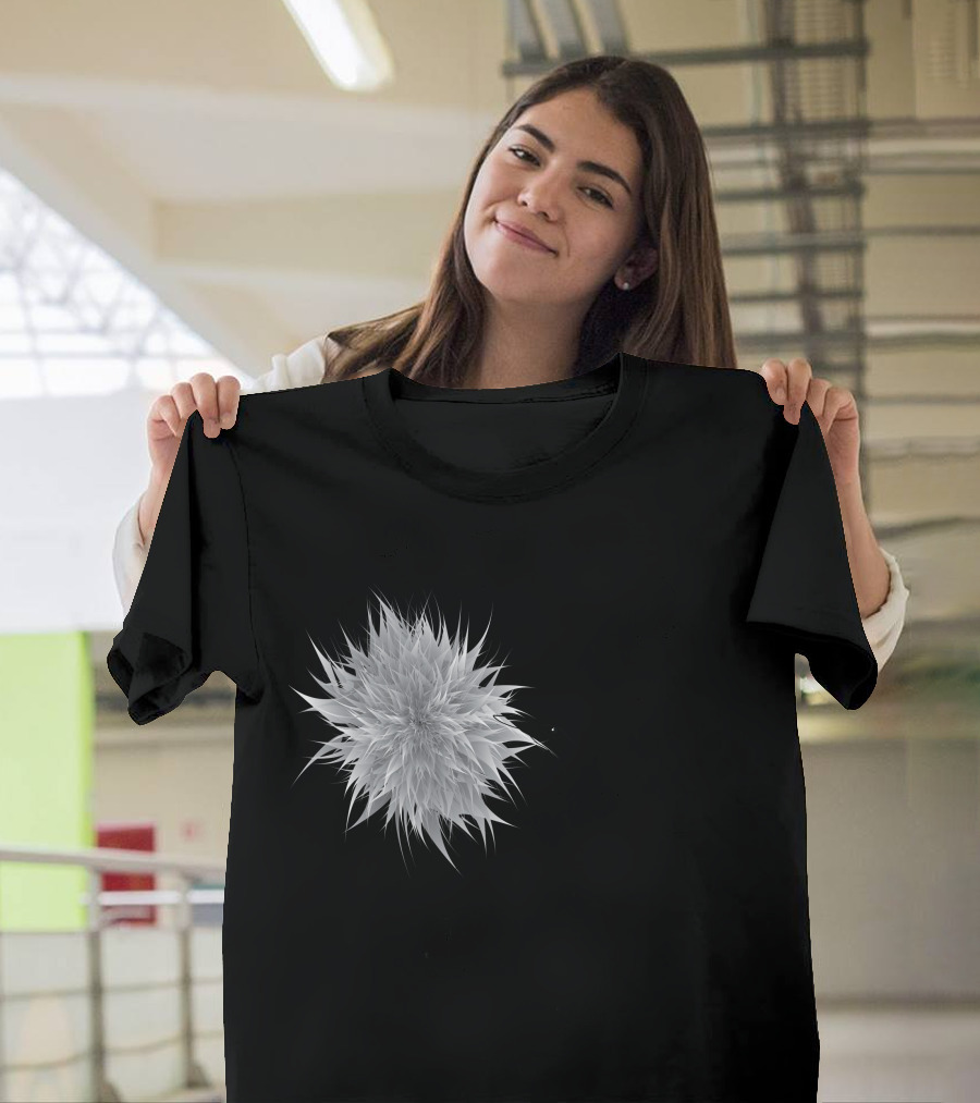 Black And White Bird Flower Contrast T-Shirt